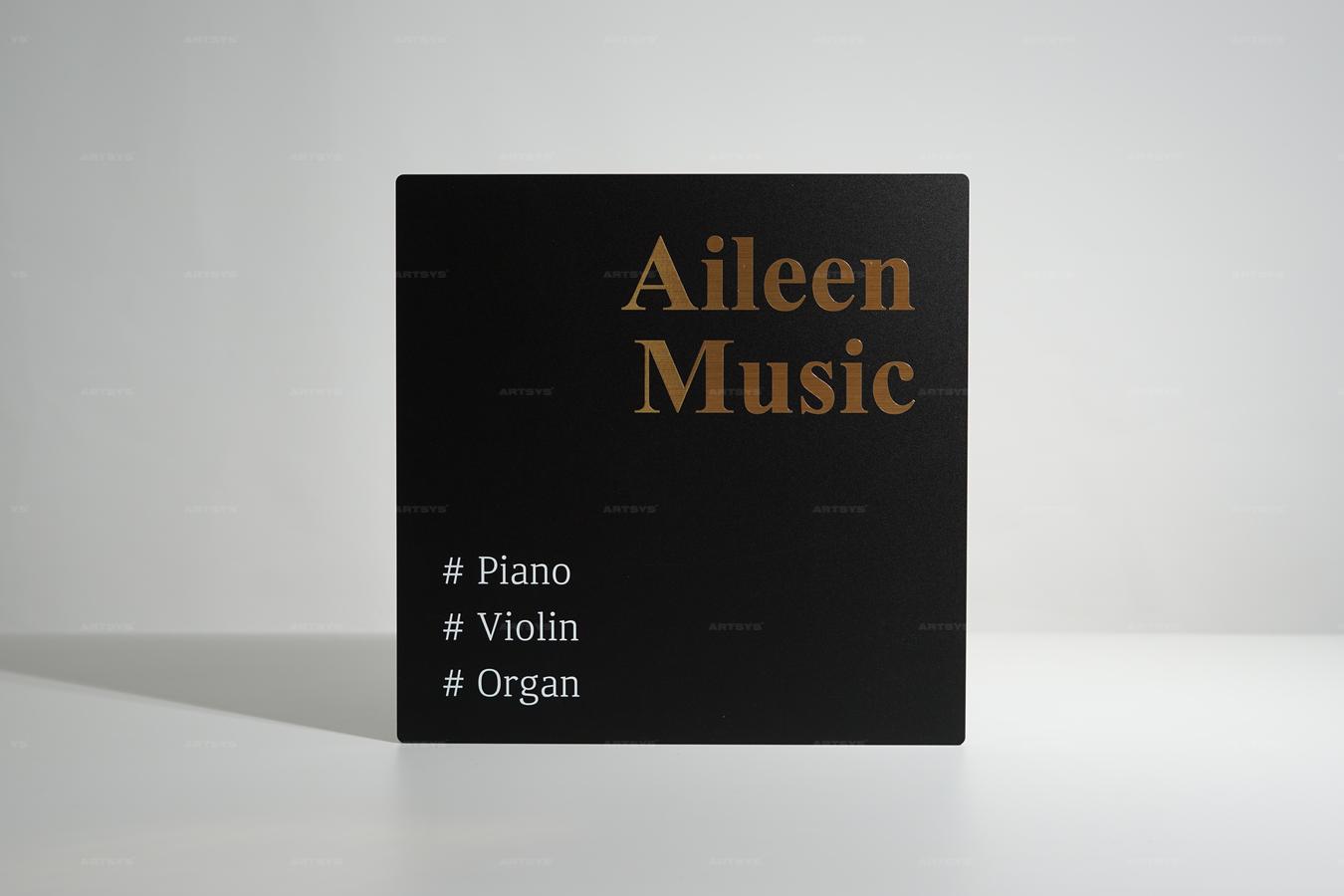 아트시스의 블랙 아크릴 음악 간판 - Aileen Music, 피아노, 바이올린, 오르간